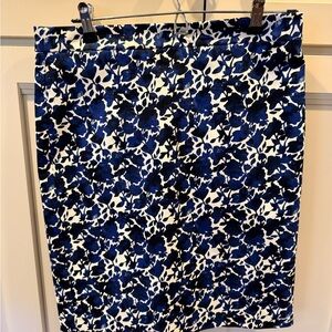J. Crew Navy and White Floral Pencil Skirt